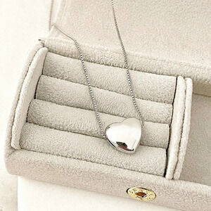 925 Sterling Silver Heart Necklace Large Heart Pendant Necklace